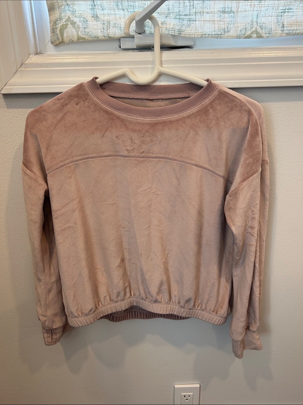 Women's Blush Pink Velvet Sweatshirt
